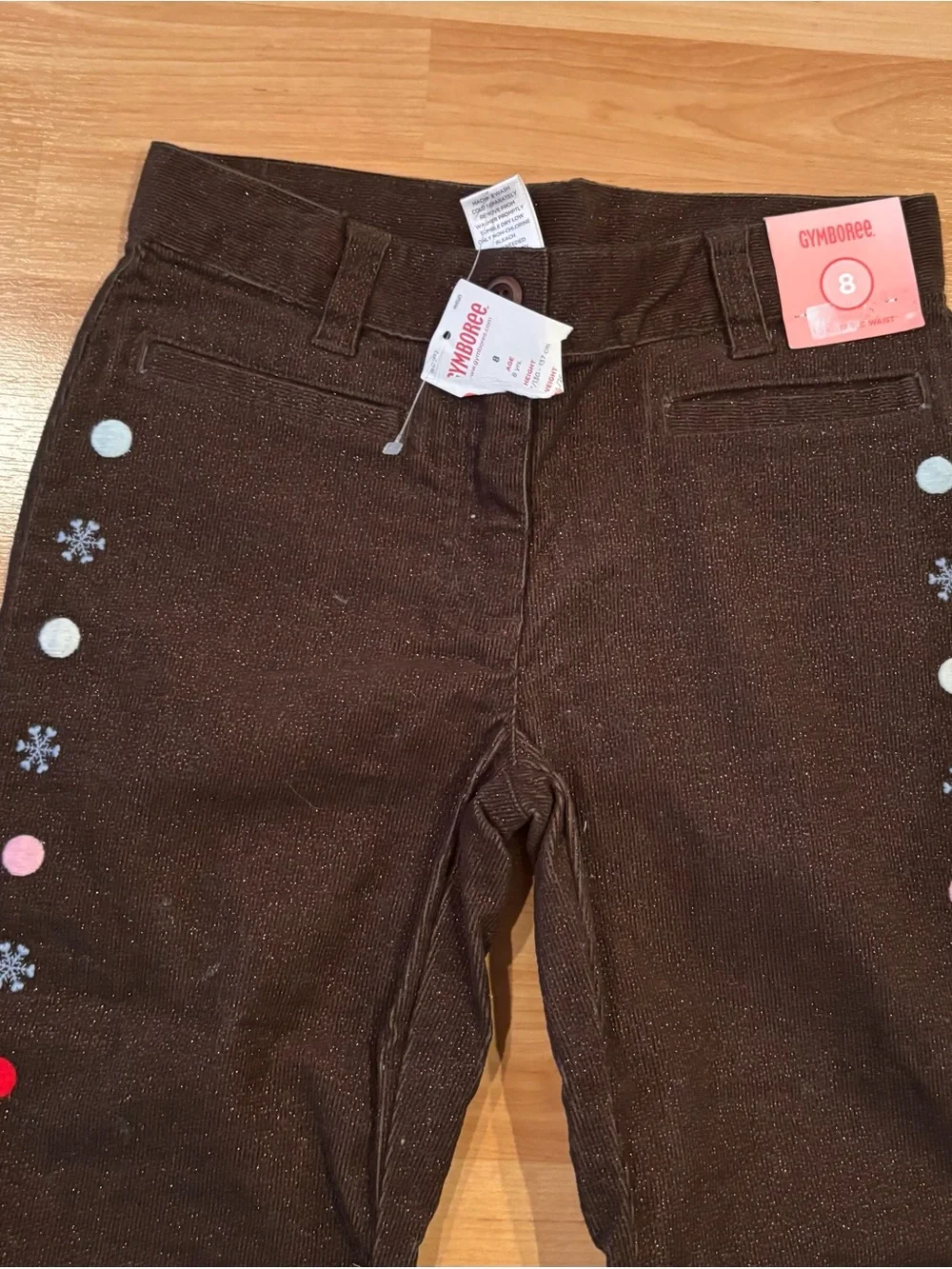 Gymboree Y2K Brown Sparkly Flare Corduroy Pants